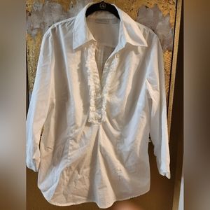 NY & COMPANY WHITE 3/4 SLEEVE  BLOUSE